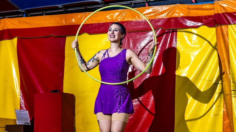Performer with a hula hoop at the West Tennessee State Fair